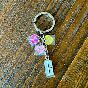 Clinique breast cancer multicolored hearts keychain